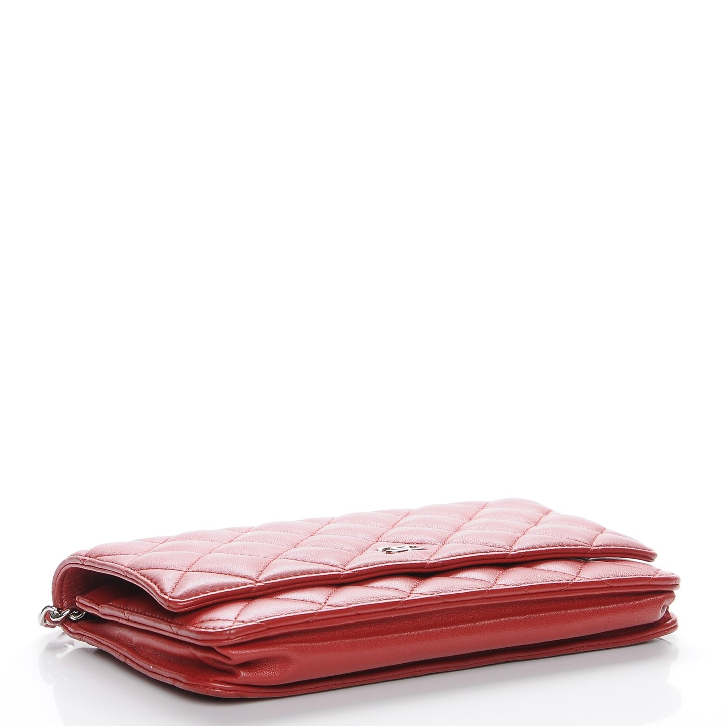 Lambskin Quilted Wallet On Chain WOC Red