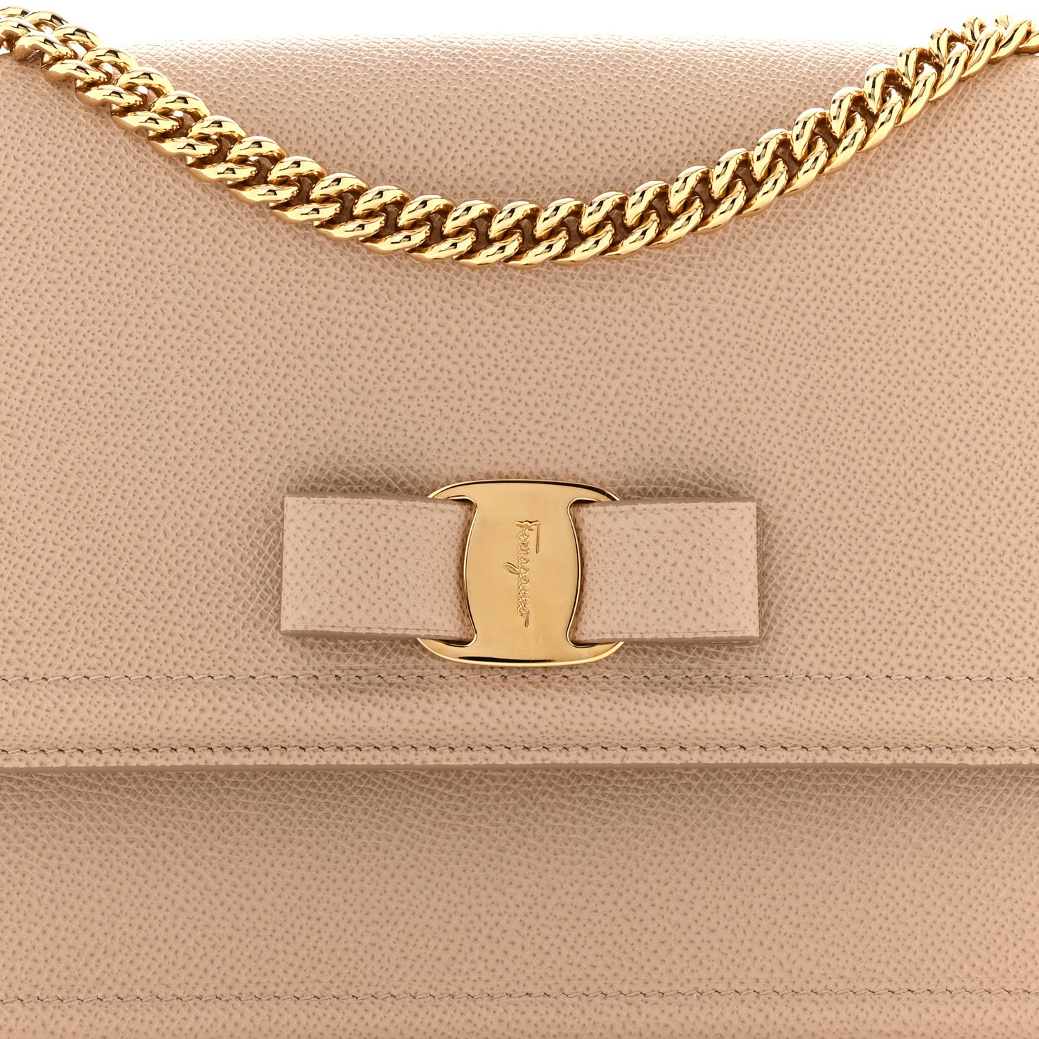 Salvatore Ferragamo Printed Calfskin Ginny Shoulder Bag Beige 8 of 10