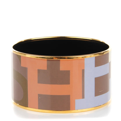 Hermes Enamel Printed Capitales Extra Wide Bracelet 65 1 of 5