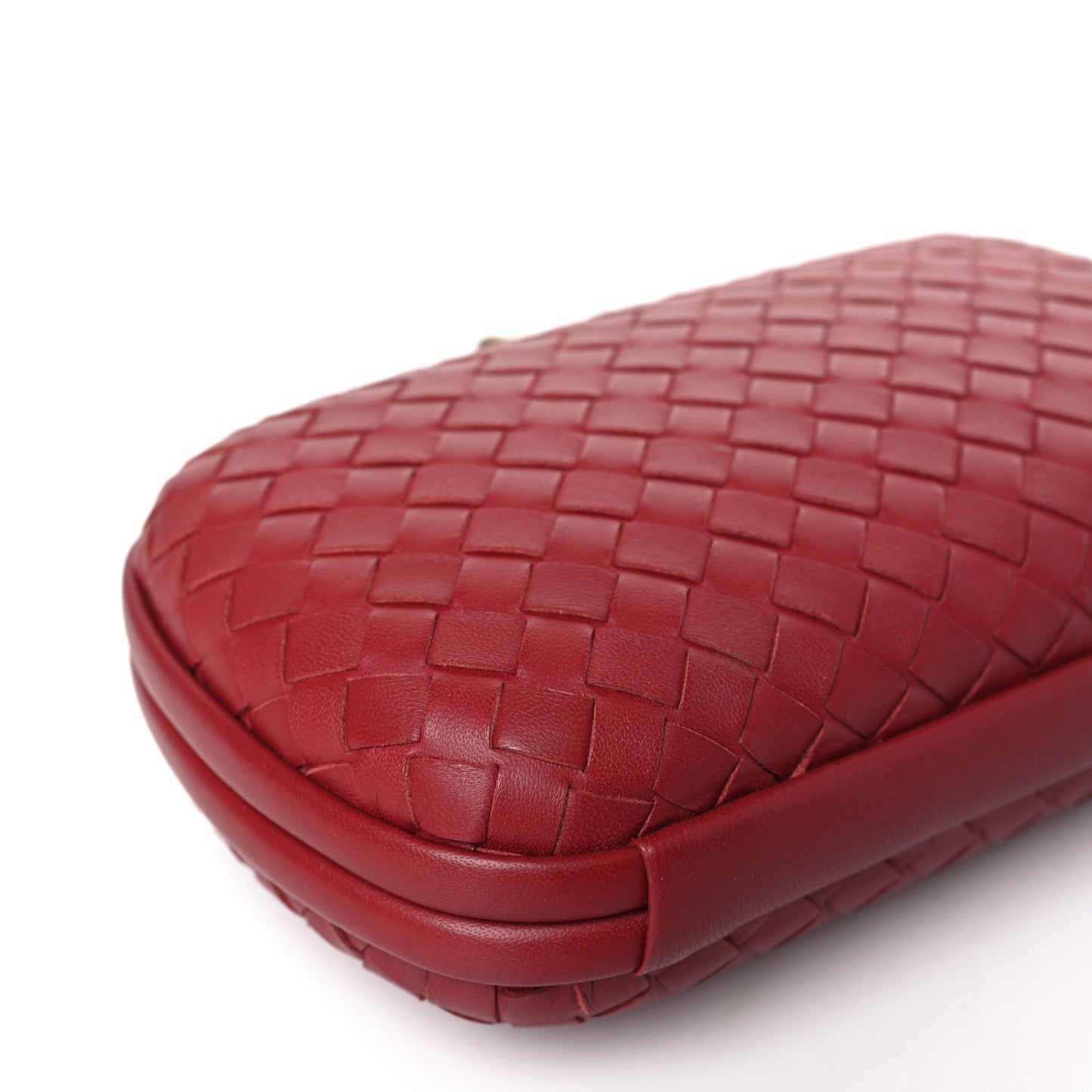 Nappa Intrecciato Chain Knot Clutch China Red