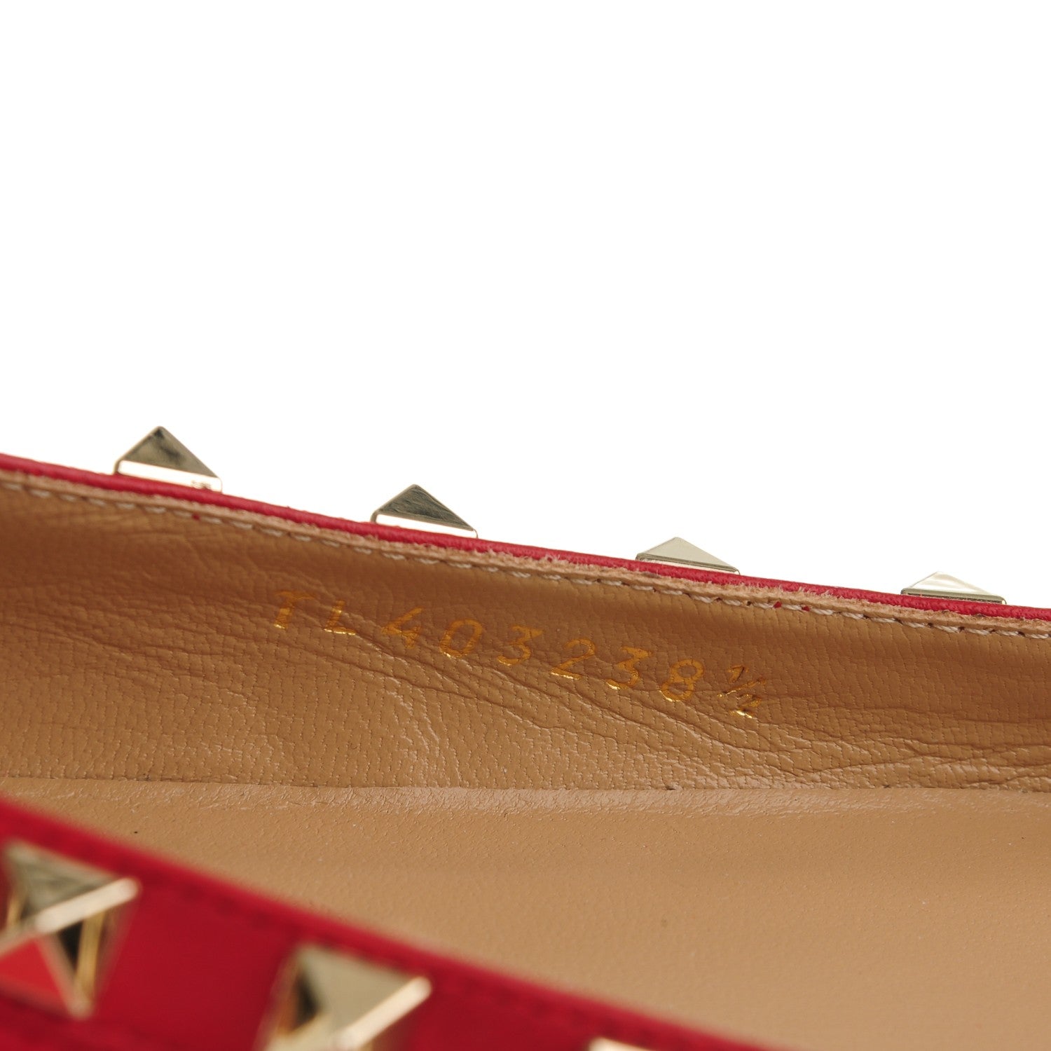 Valentino Garavani Pebbled Calfskin Rockstud Ballerina Flats 38.5 Red 8 of 9