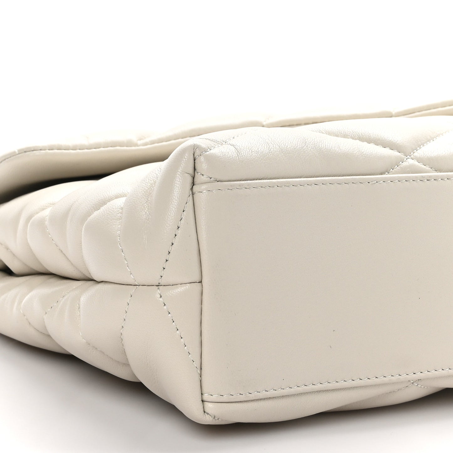 SAINT LAURENT Lambskin Quilted Sade Puffer Envelope Clutch White