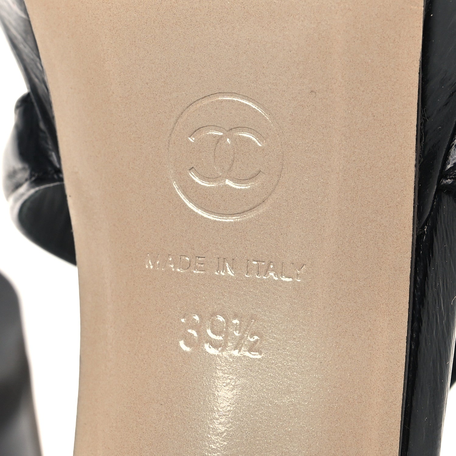 Chanel Patent Crumpled Calfskin Parthenon Platform Sandals 39.5 Black 7 of 8