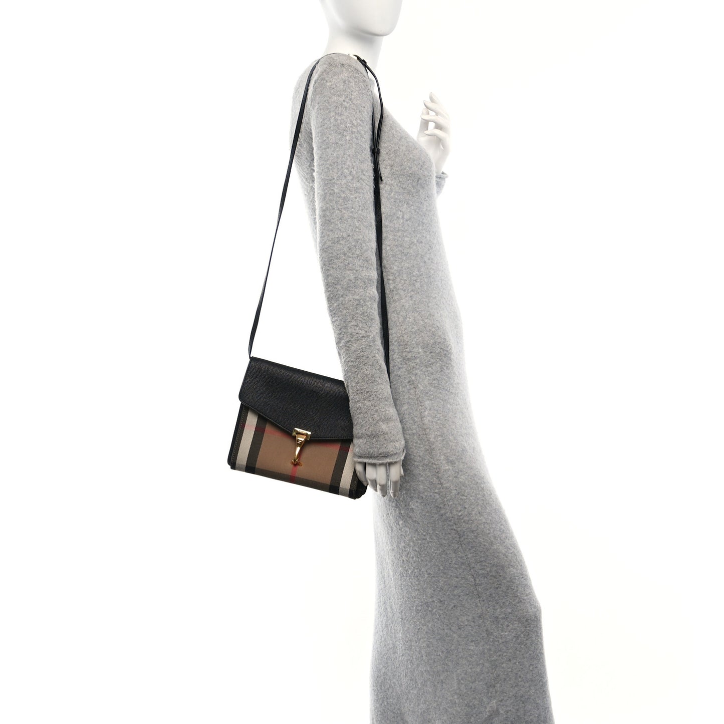 Derby Calfskin House Check Small Macken Crossbody Bag Black