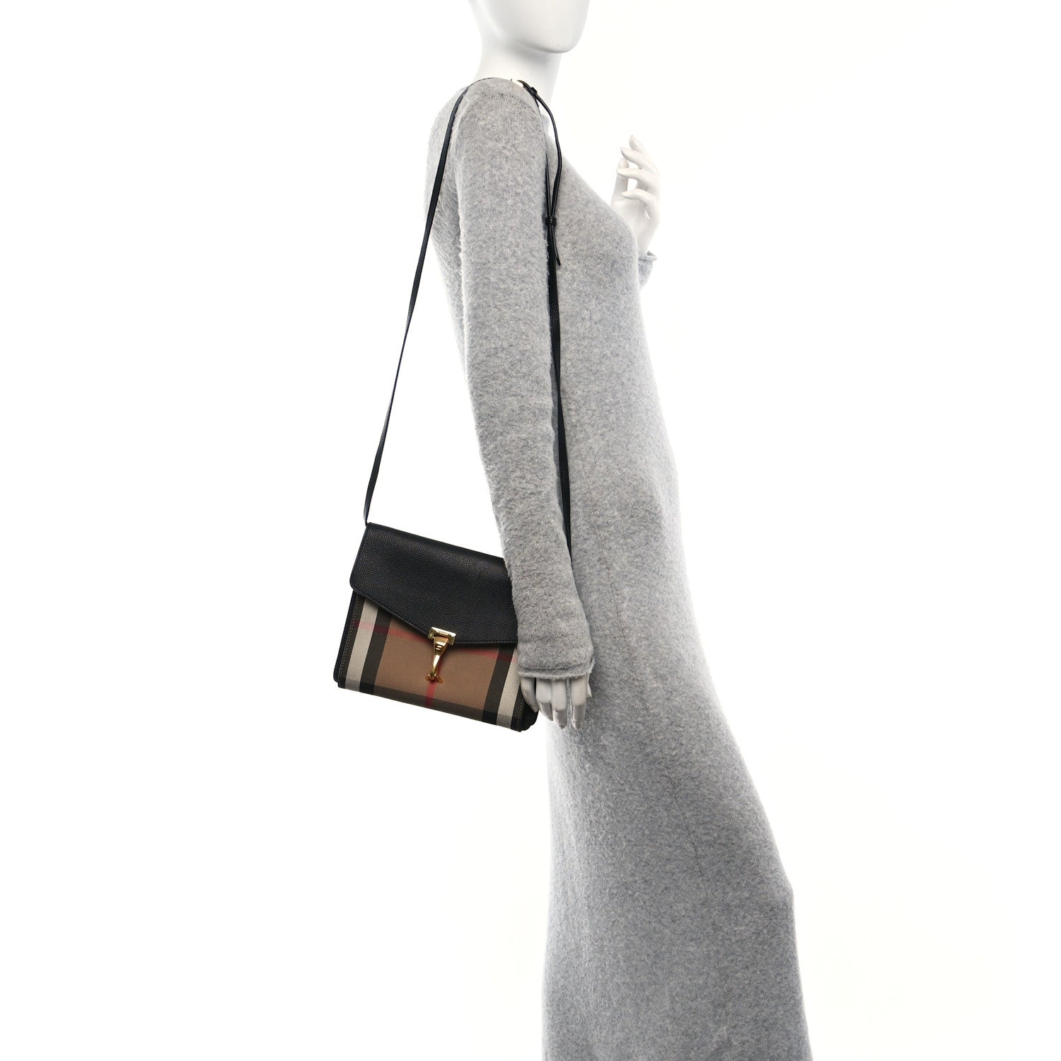 Burberry Derby Calfskin House Check Small Macken Crossbody Bag Black 2 of 10