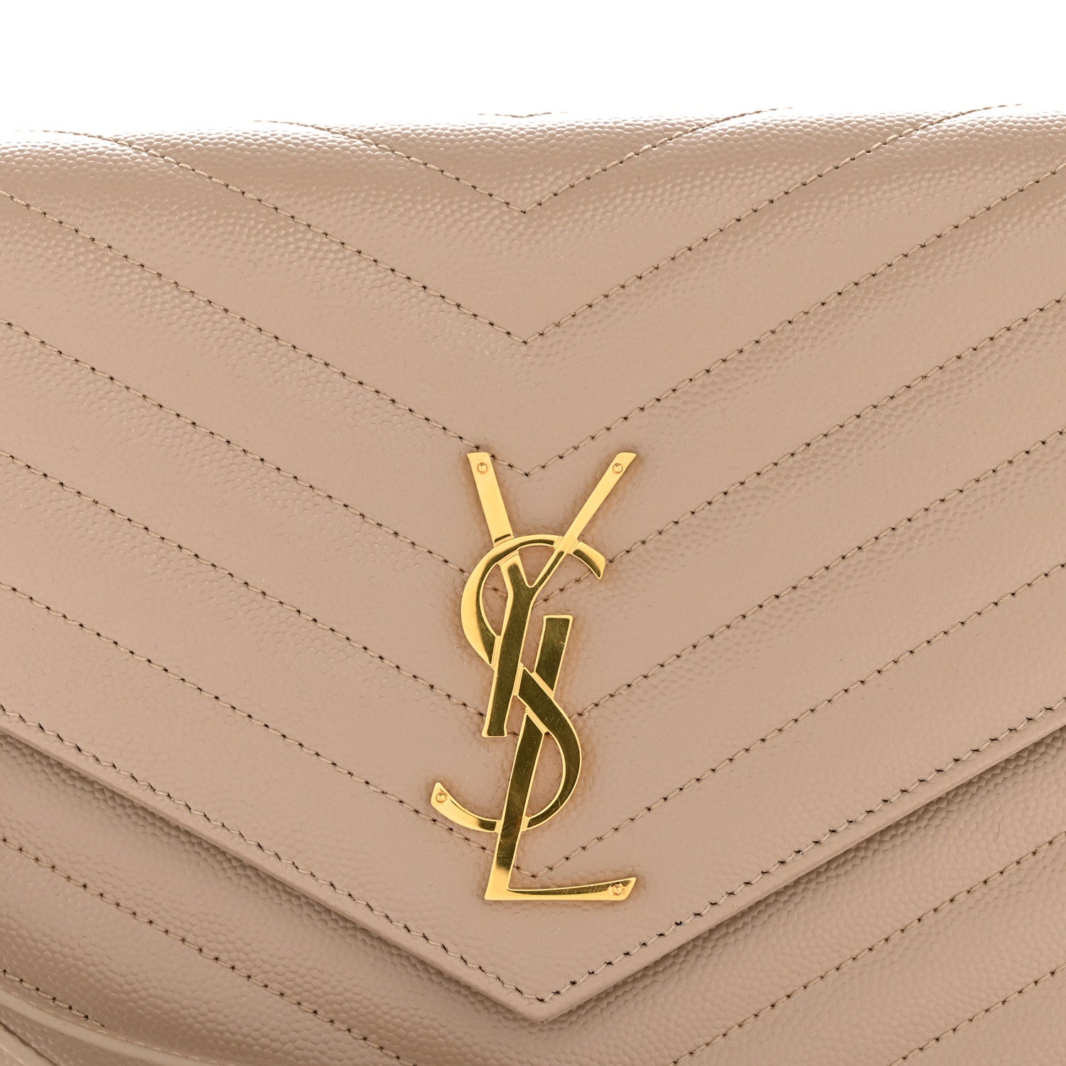 Saint Laurent Grain De Poudre Matelasse Chevron Monogram Envelope Clutch Dark Beige 11 of 12