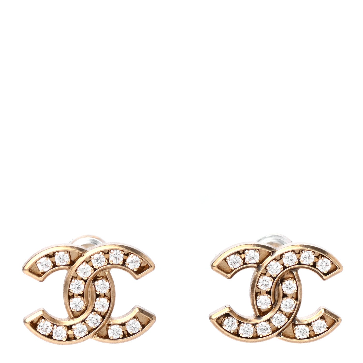 Chanel Crystal CC Earrings Gold 1 of 4