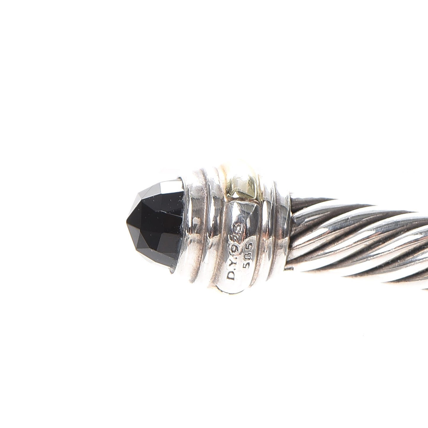Sterling Silver 14K Yellow Gold Black Onyx 5mm Cable Classics Bracelet