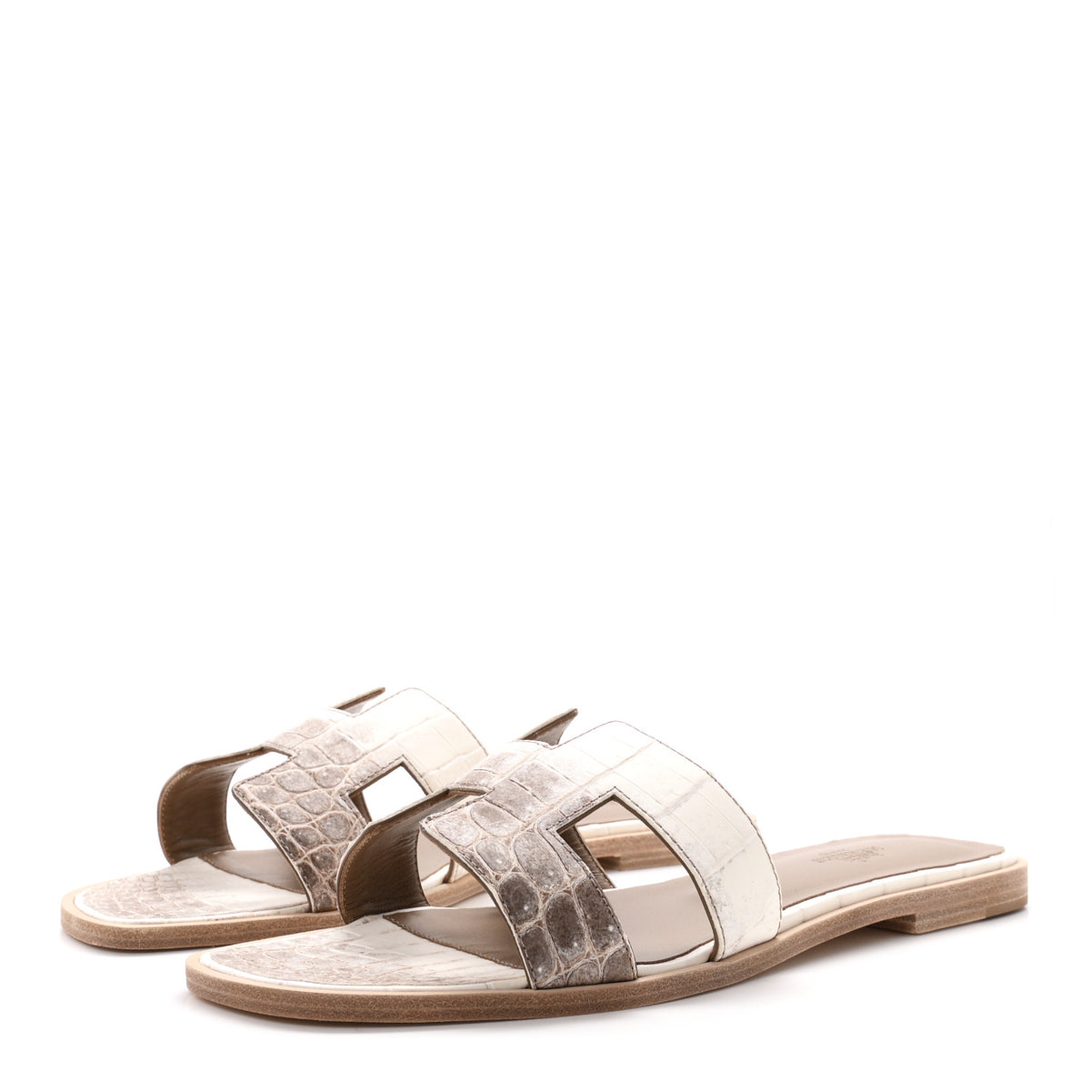 Hermes Matte Niloticus Crocodile Himalaya Oran Sandals 36 Blanc 40 5 of 11