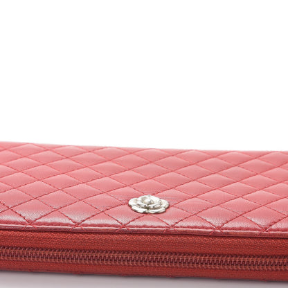 Chanel Lambskin Quilted Camellia Zip Around Large Gusset Wallet Red 12 of 12
