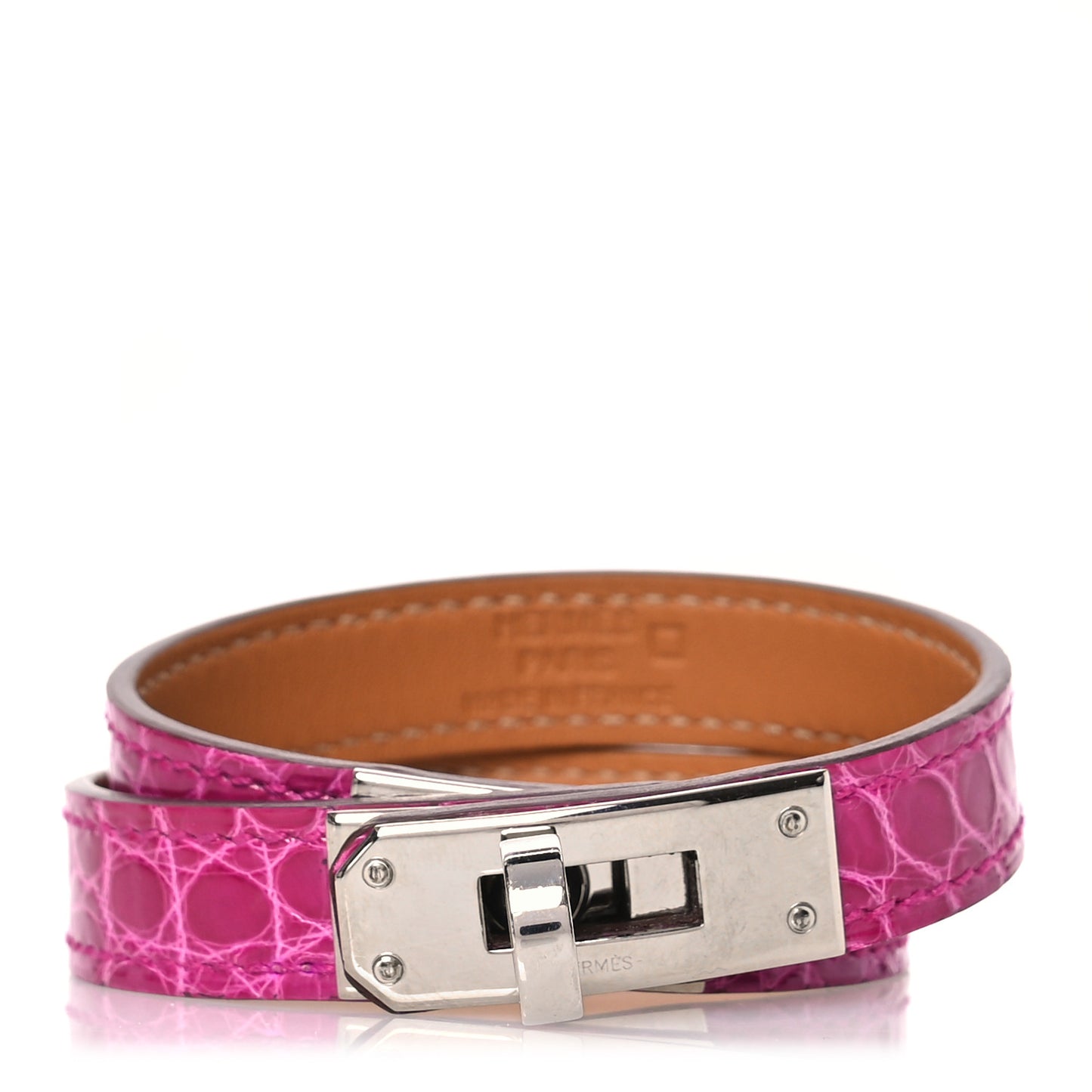 Shiny Alligator Kelly Double Tour Bracelet S Rose Scheherazade