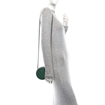 Chanel Lambskin Quilted Round Clutch With Chain Green 2 of 10