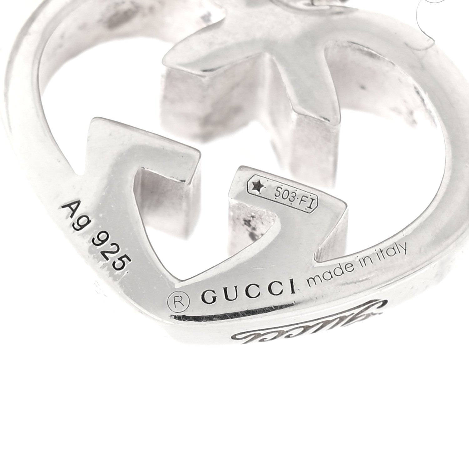 Gucci Sterling Silver Britt Double Heart Drop Earrings 4 of 4