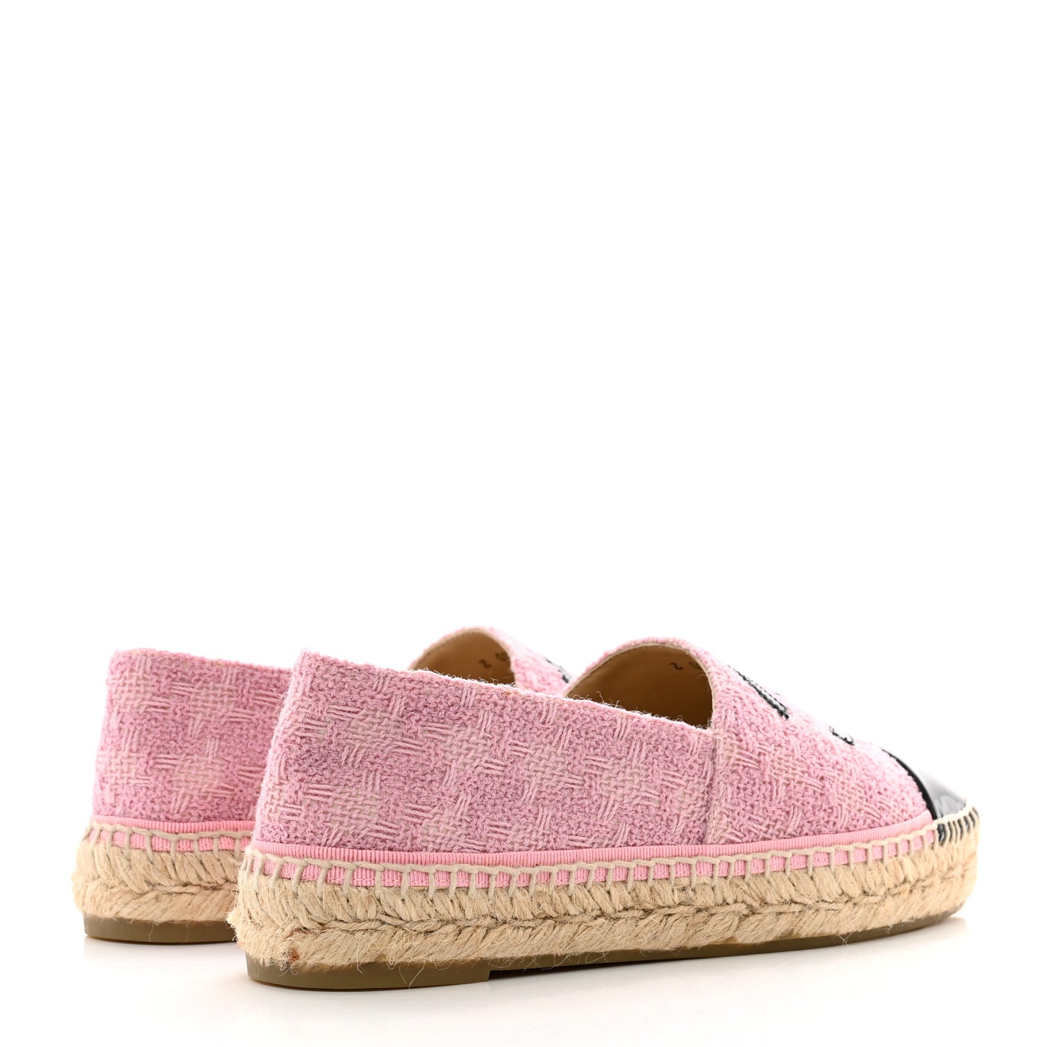 Chanel Tweed Patent CC Espadrilles 38 Pink Black 4 of 9