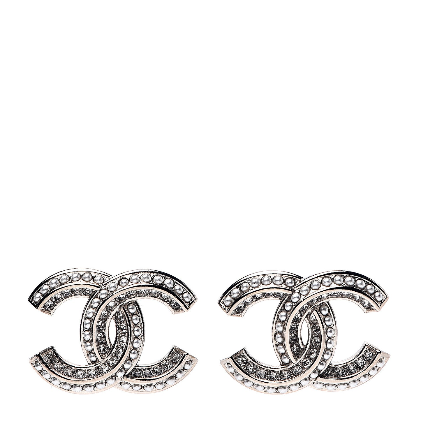 Crystal Pearl CC Earrings Gold