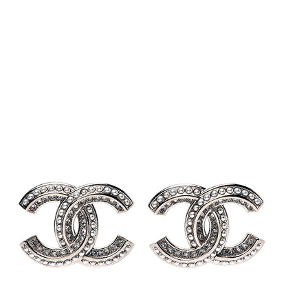 Chanel Crystal Pearl CC Earrings Gold 1 of 5