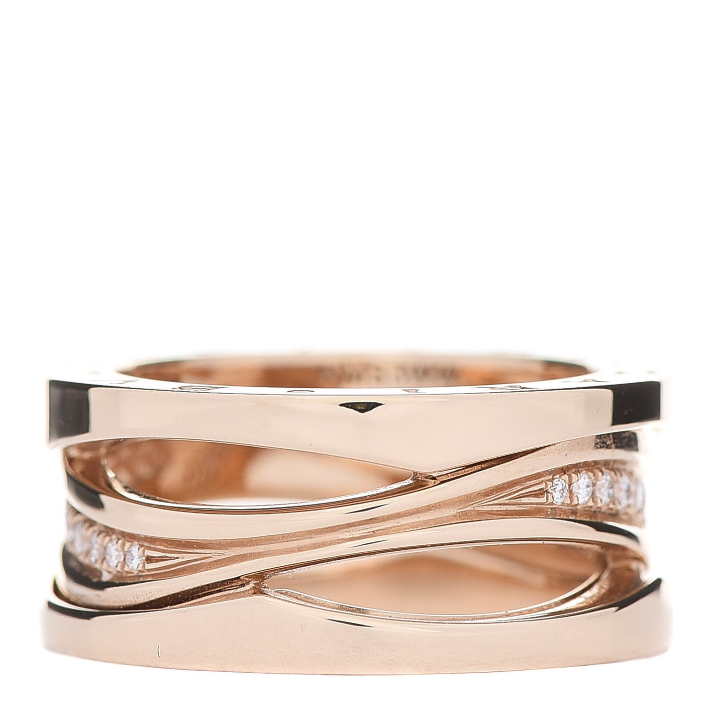 18K Rose Gold Diamond B.Zero1 Legend Pave Ring 52 6