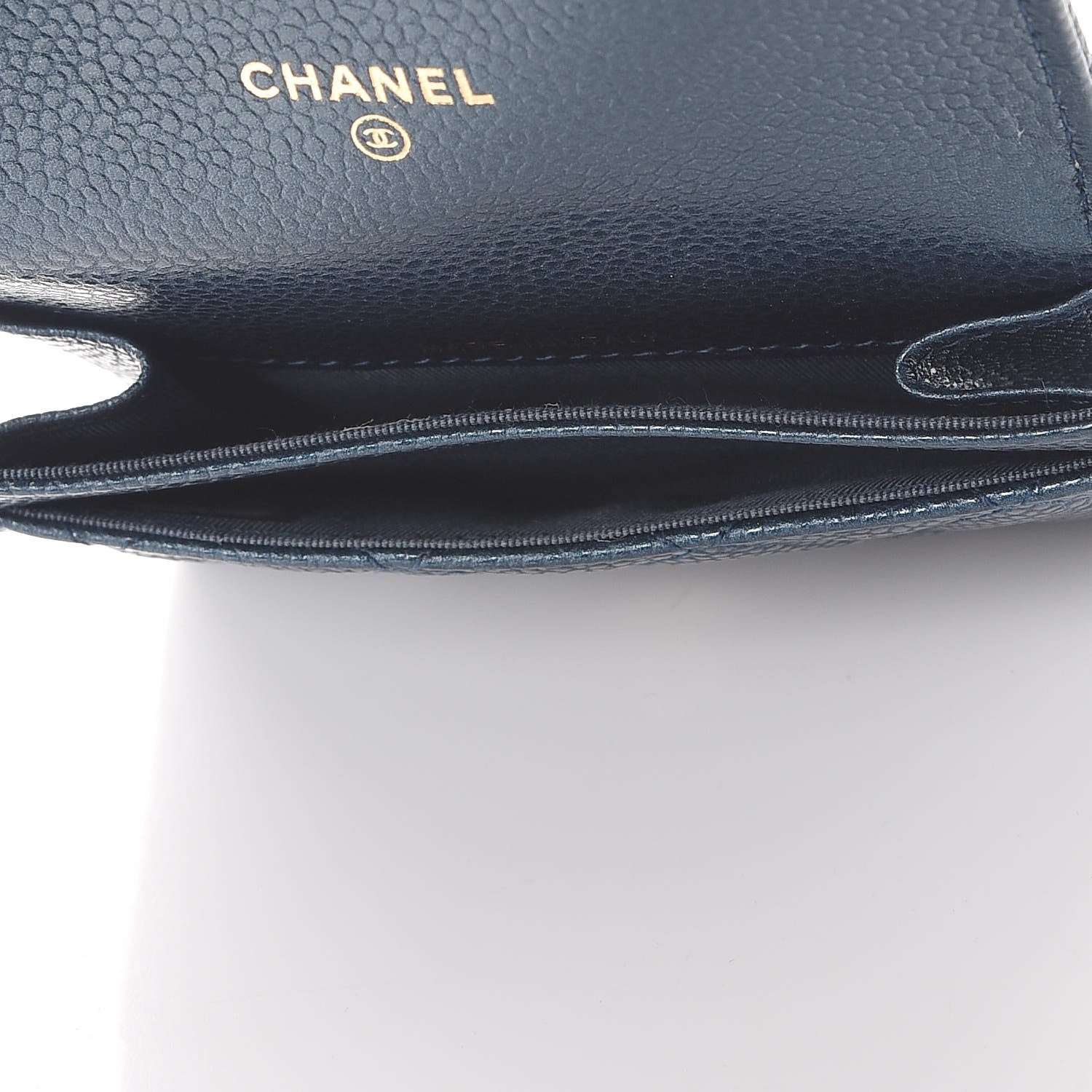 Chanel Metallic Caviar Quilted Flap Card Holder Dark Blue 5 of 9