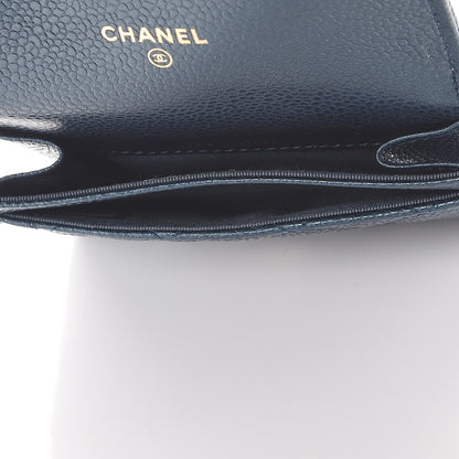 Chanel Metallic Caviar Quilted Flap Card Holder Dark Blue 5 of 9