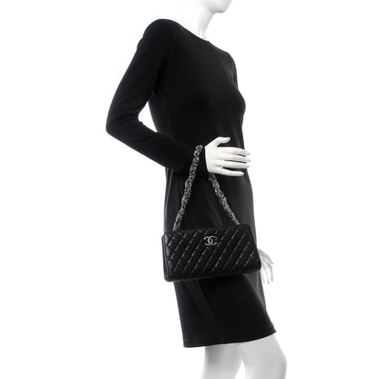 Chanel Lambskin Quilted Pearl Chain Wrist Wallet Black 2 of 10