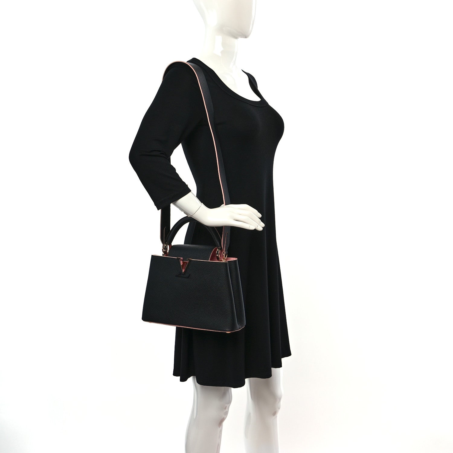 Louis Vuitton Taurillon Capucines BB Black Pink 2 of 8