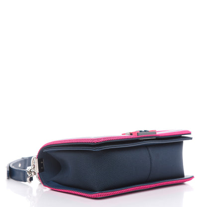 Chanel Canvas Quilted Medium Fluo Boy Flap Dark Navy Fuchsia Grey 4 of 10