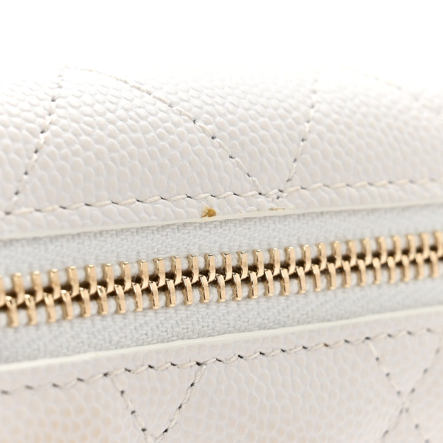 Caviar Quilted Compact Flap Wallet White