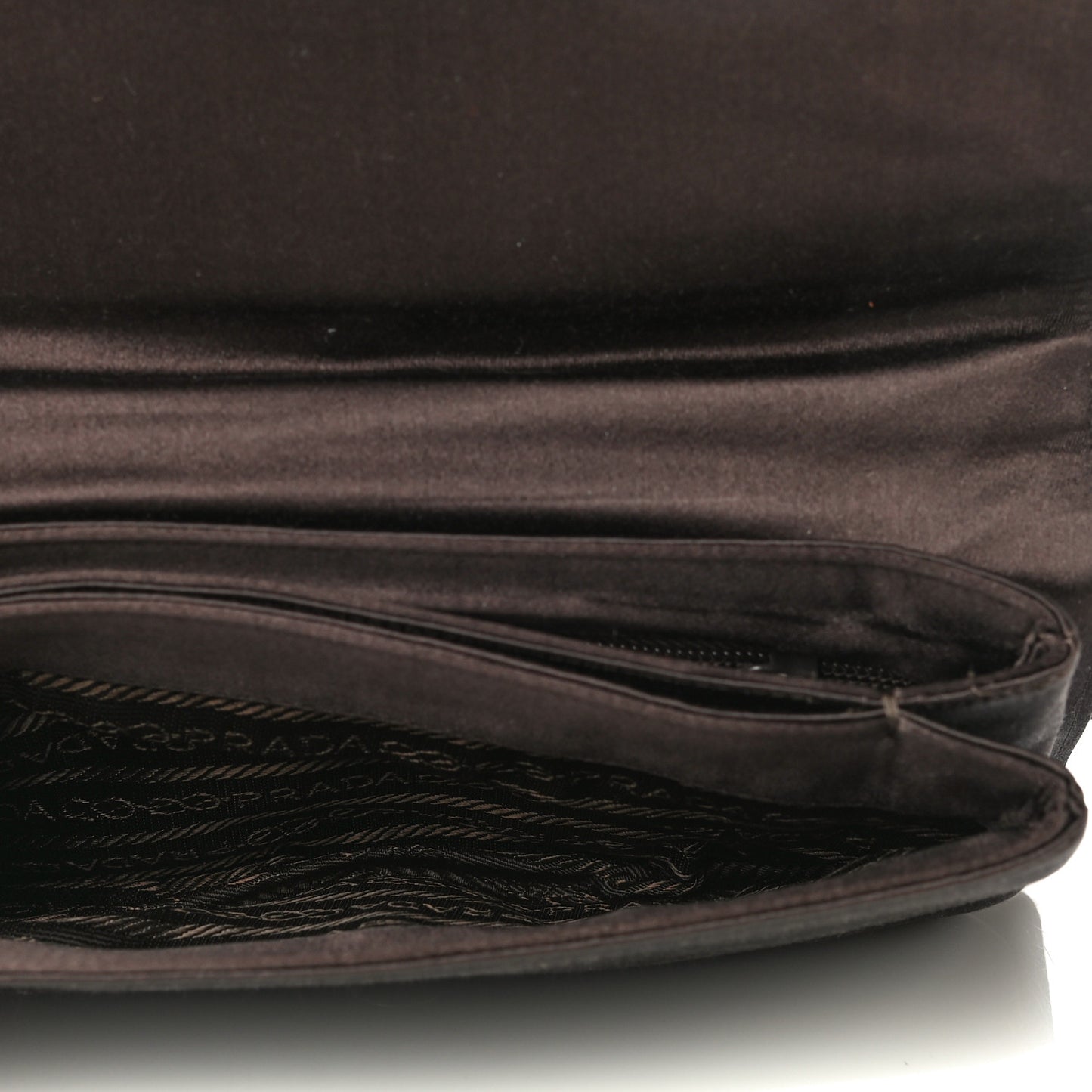 Satin Flap Clutch Bag Brown
