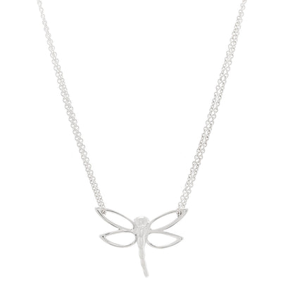 Tiffany Sterling Silver Dragonfly Pendant Double Chain Necklace 1 of 4