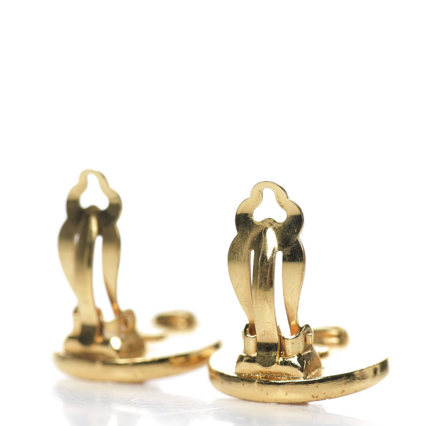 Round Coco Camellia Clip On Earrings Gold