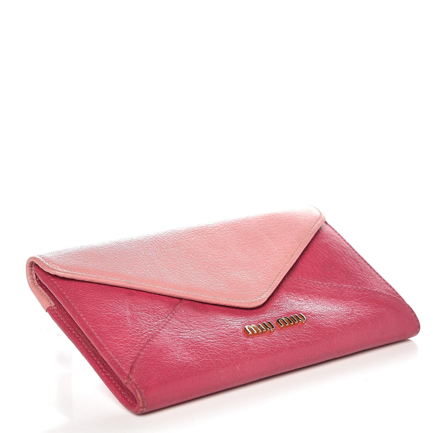 Goatskin Madras Bicolor Envelope Wallet Rosa Peonia