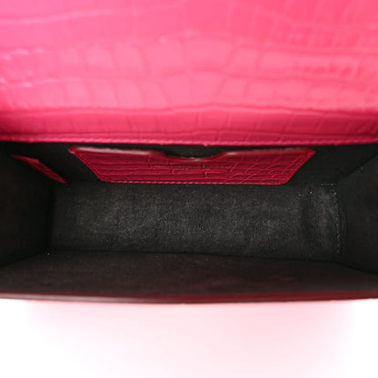 Alexander McQueen Calfskin Crocodile Embossed Knuckle Shoulder Bag Peony Pink 5 of 12