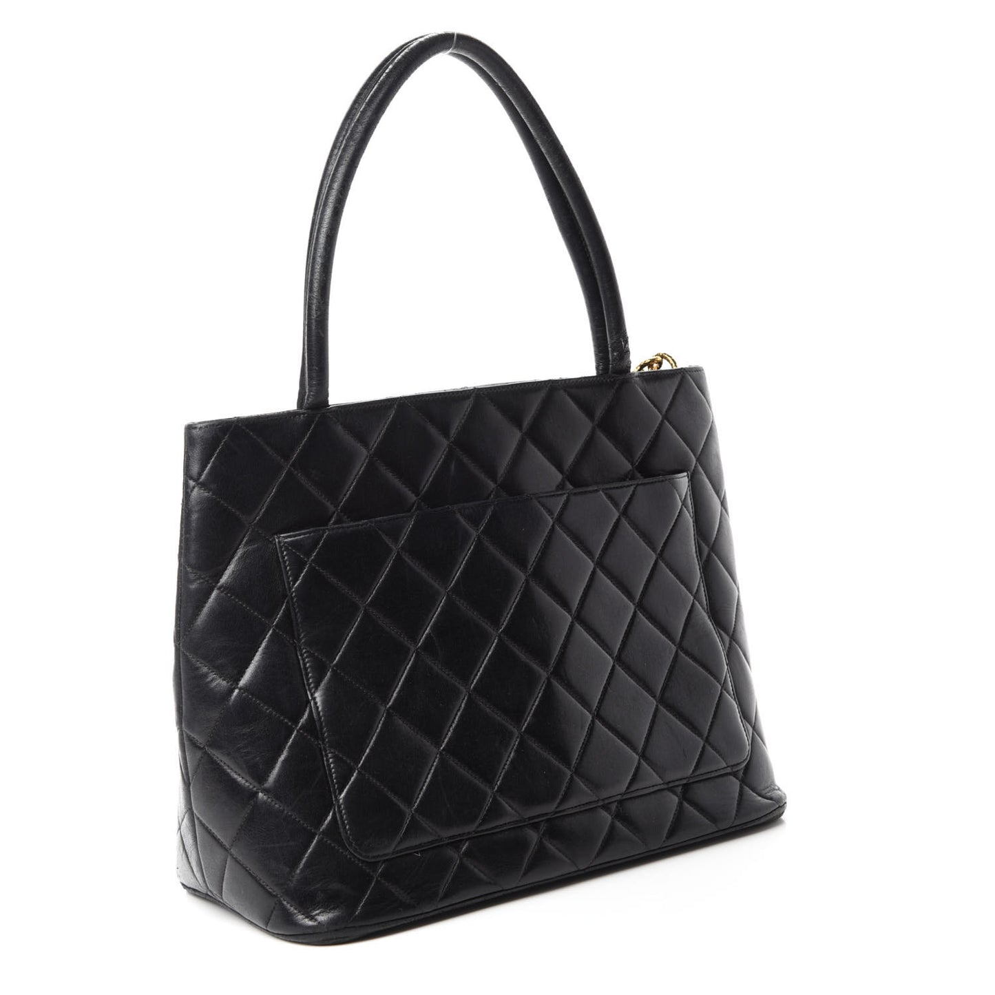 Lambskin Quilted Medallion Tote Black