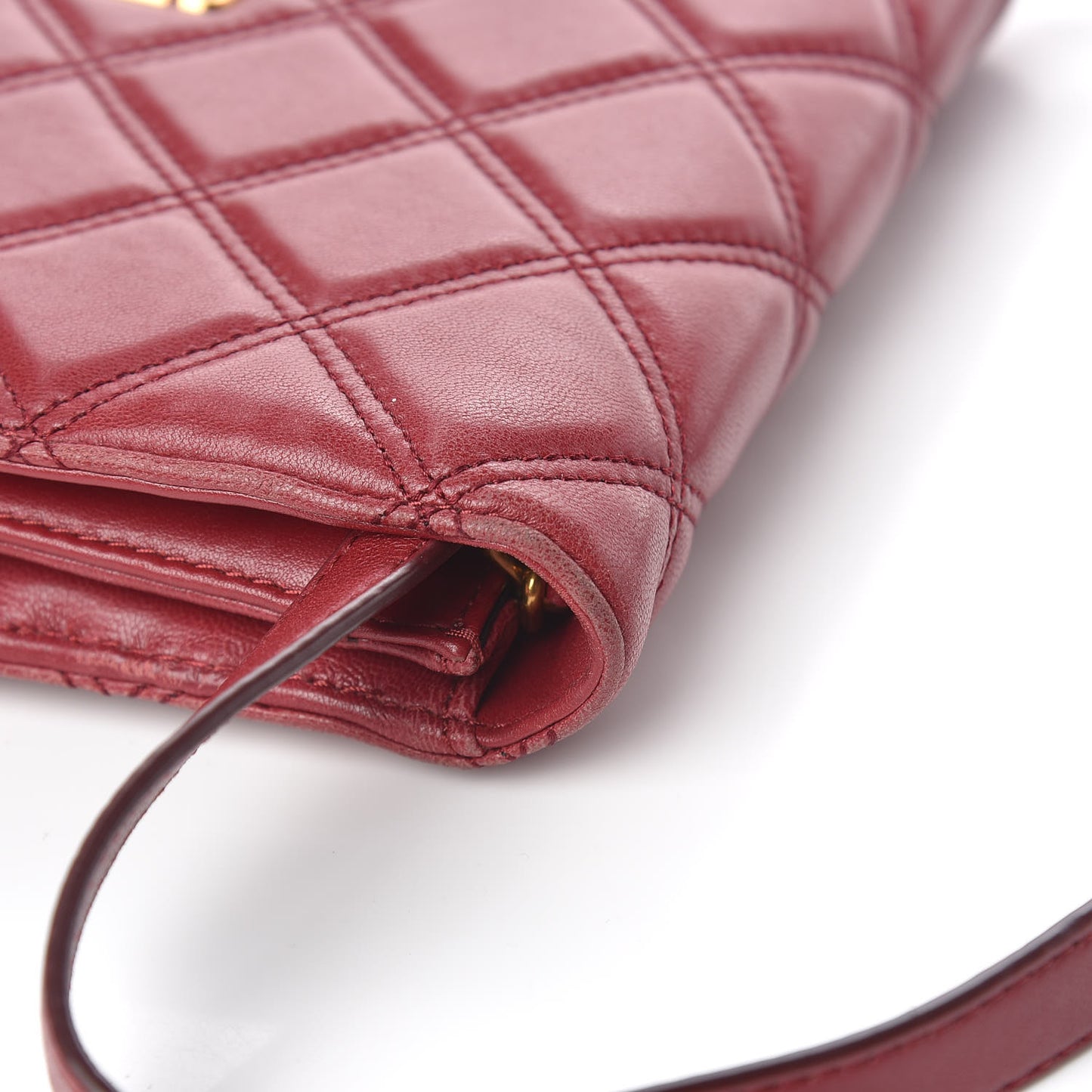 Lambskin Matelasse Double J Wallet On Chain Red