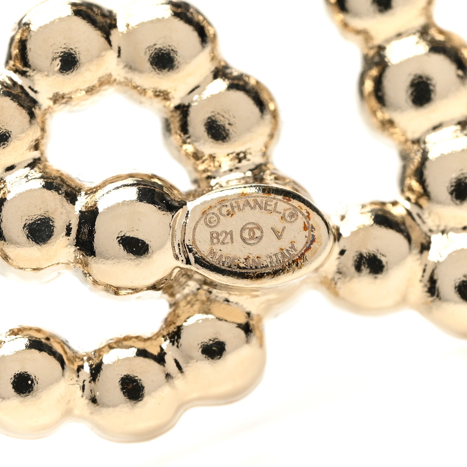 Chanel Metal Glass Swirling Pearls Brooch Pin Gold 4 of 5