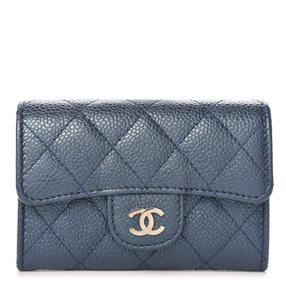 Chanel Metallic Caviar Quilted Flap Card Holder Dark Blue 1 of 9