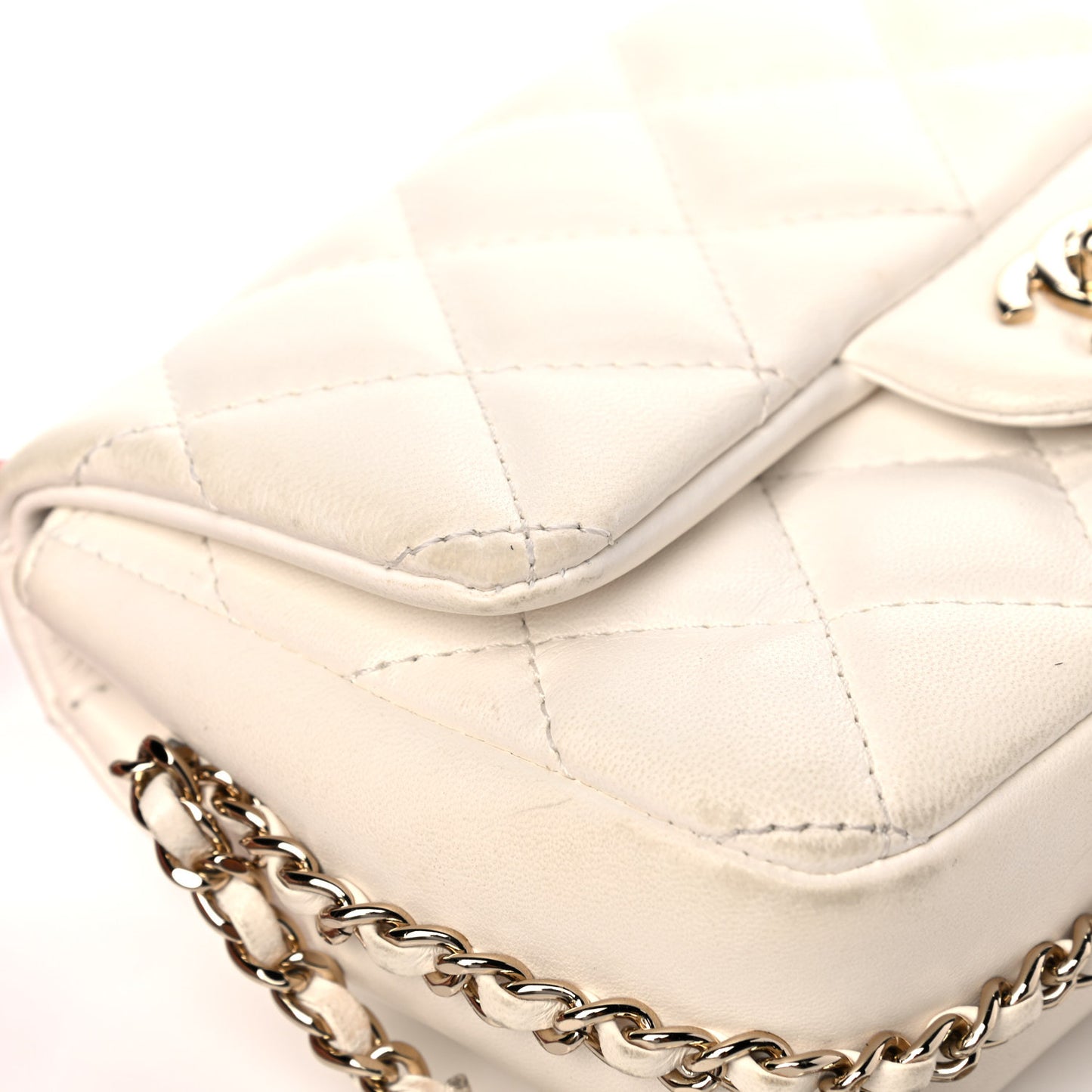Lambskin Quilted Mini My Precious Flap White