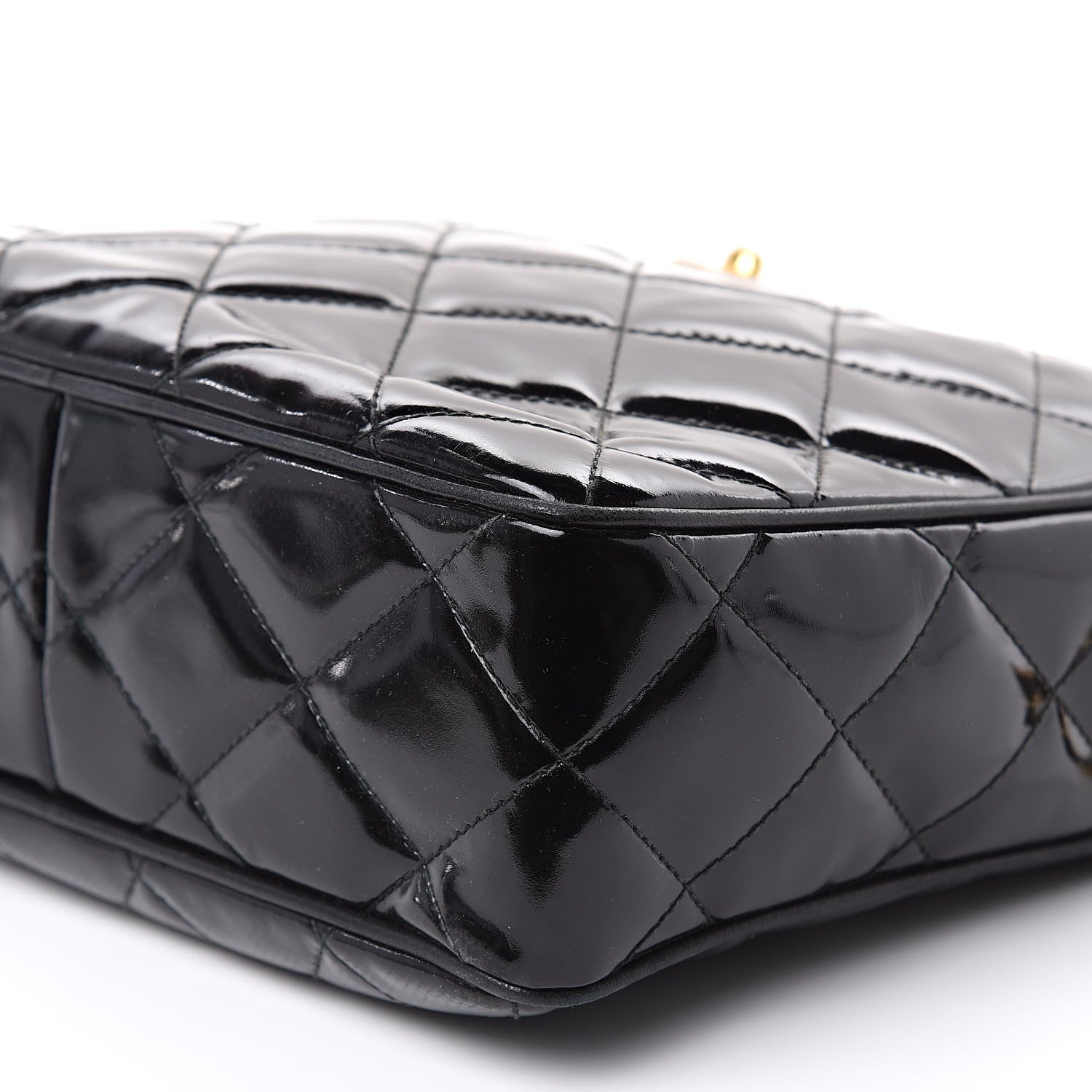 Chanel Patent Quilted Camera Case Black 9 of 15