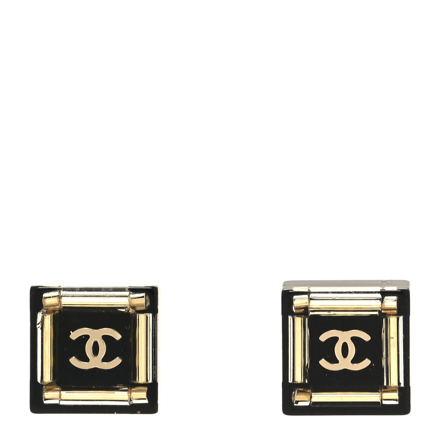 Crystal CC Square Charm Earrings Black