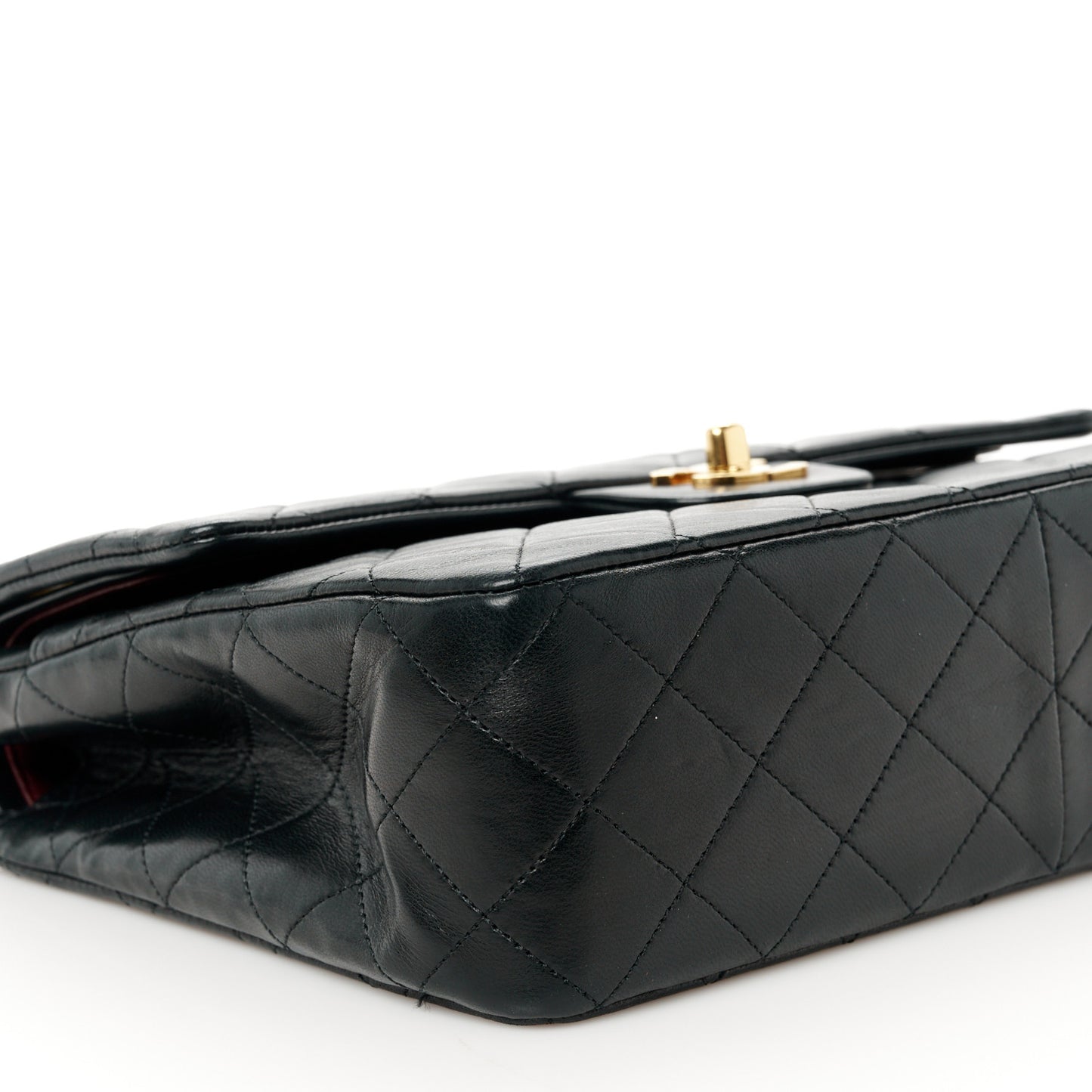 Lambskin Quilted Medium Double Flap Black
