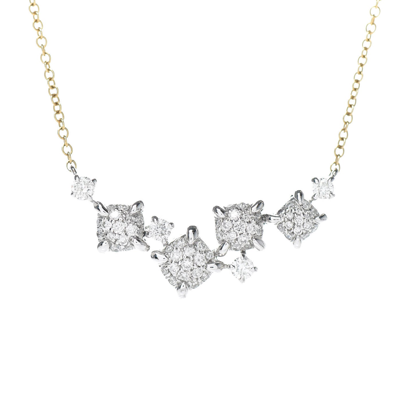 18K Yellow White Gold Diamond Precious Chatelaine Necklace
