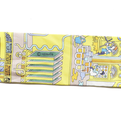 Hermes Silk La Maison des Carres Twilly Jaune Vif Bleu Roy Turquoise 3 of 5