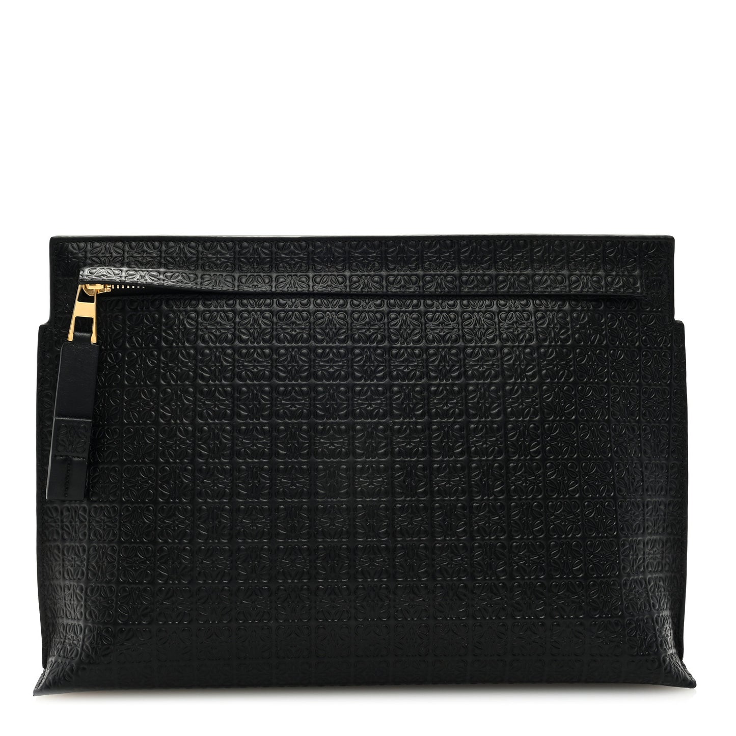 Calfskin Embossed Repeat T Pouch Black