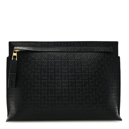 Loewe Calfskin Embossed Repeat T Pouch Black 1 of 6