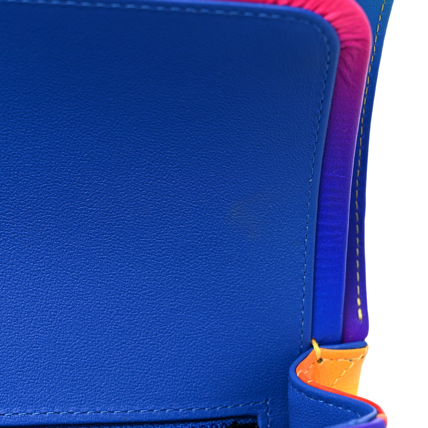 Calfskin Quilted Medium Rainbow Double Flap Multicolor