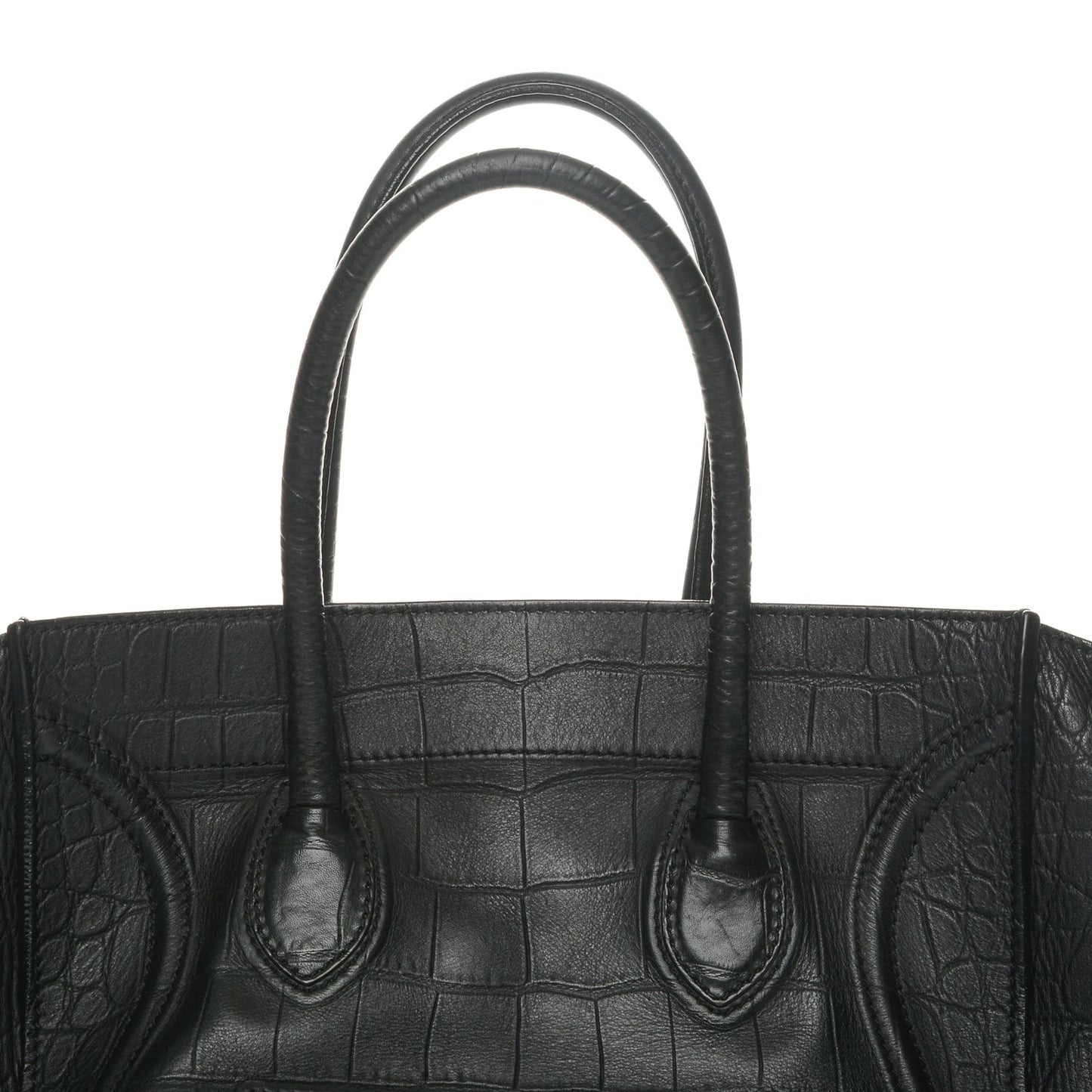 Crocodile Embossed Calfskin Medium Phantom Luggage Black