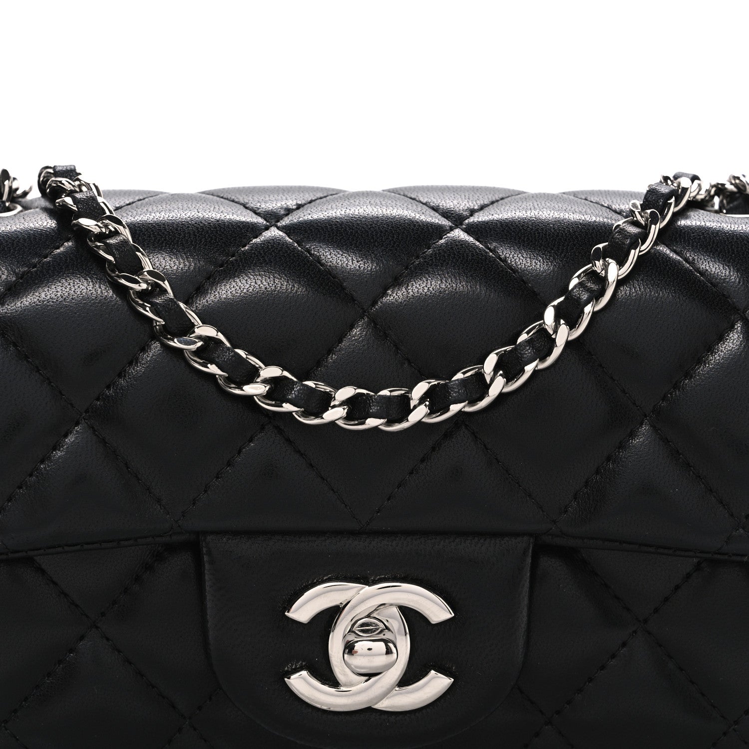 Chanel Lambskin Quilted Extra Mini Rectangular Flap Black 8 of 10