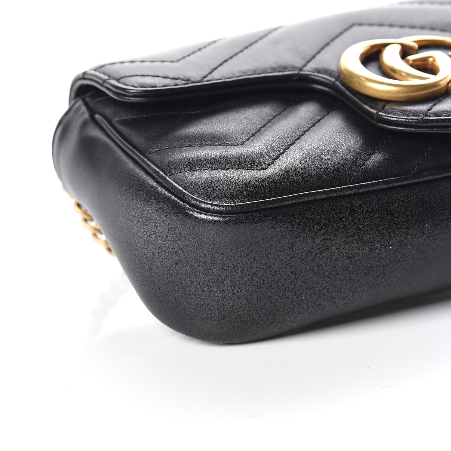 Gucci Calfskin Matelasse Super Mini GG Marmont Shoulder Bag Black 5 of 9