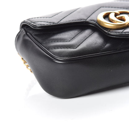 Gucci Calfskin Matelasse Super Mini GG Marmont Shoulder Bag Black 5 of 9