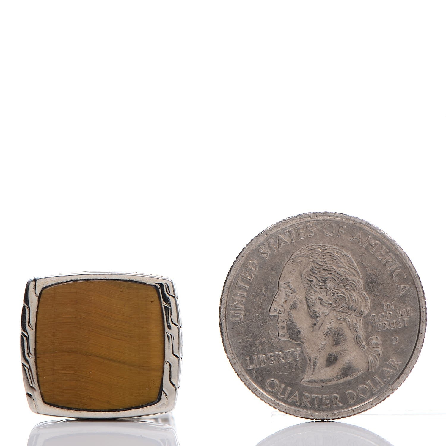 John Hardy Sterling Silver Tiger's Eye Batu Square Cufflinks 2 of 4